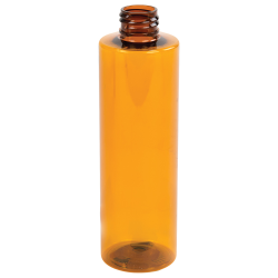 8 oz. Amber PET Cylinder Bottle with 24/410 Neck  (Cap Sold Separately)